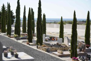 fleurs dans un vase dans un cimetiere